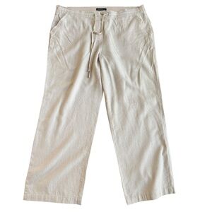 Counterparts Pants Womens Tan Wide Leg Linen Blend Elastic Waist‎ Drawstring XL